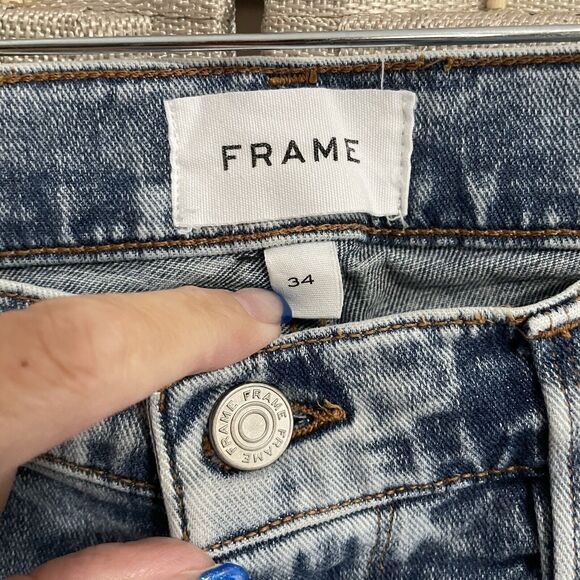 Frame L'Homme Slim Jeans Men’s 34 Hemmed to 28” Light Wash Blue Denim Stretch - Picture 7 of 12